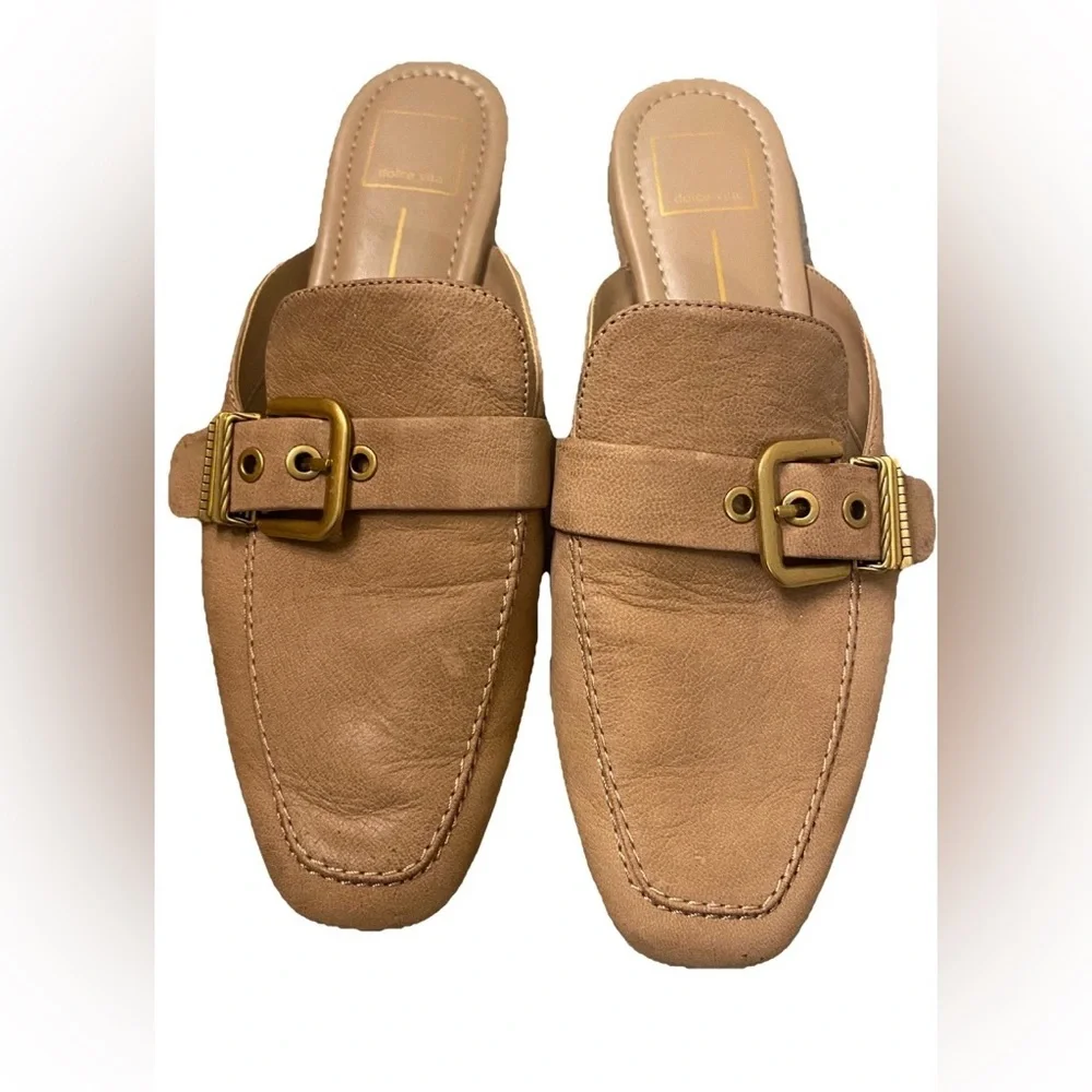 Dolce Vita Santel Taupe Leather Flats Size 8.5 - Picture 3 of 6